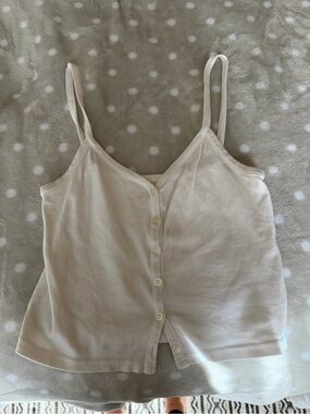 Brandy Melville White Button-Front Tank